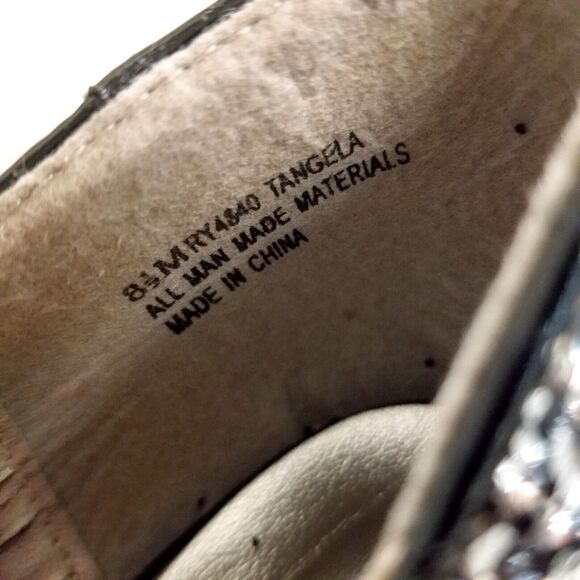 Rampage Womens Tangela Size 8.5 Black Silver Slip On Glittery Heels Platform Pu - Picture 11 of 12